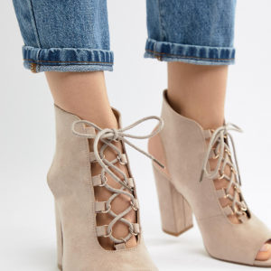 Truffle Collection Lace Up Heeled Sandals - Beige