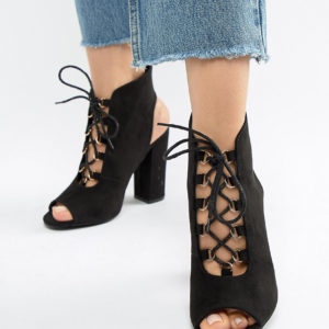 Truffle Collection Lace Up Heeled Sandals - Black