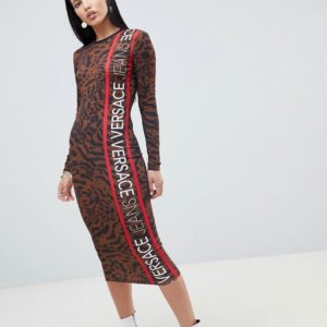 Versace Jeans animal print logo midi dress - Multi