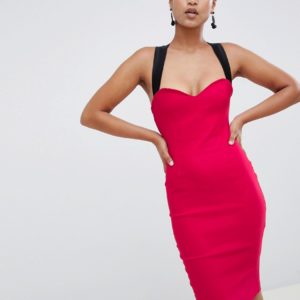 Vesper contrast racer back pencil dress - Pink