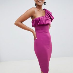 Vesper one shoulder ruffle pencil dress - Purple