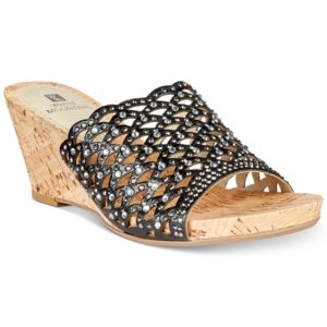 White Mountain Amal Embellished Wedge Sandals, Created for Macy's Women's Shoes