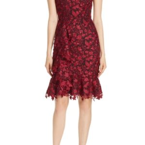 Women's Alice + Olivia Katia Ruffled Lace Sheath Dress