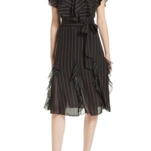 Women's Alice + Olivia Tessa Ruffle Godet Stripe Dress