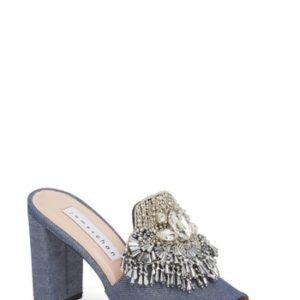 Women's James Chan Adele Embellished Block Heel Sandal, Size 9.5 M - Blue