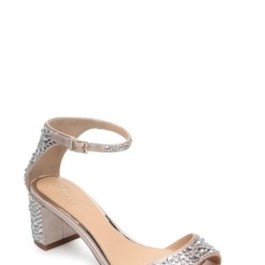 Women's Jewel Badgley Mischka Crystal Block Heel Sandal, Size 5 M - Ivory