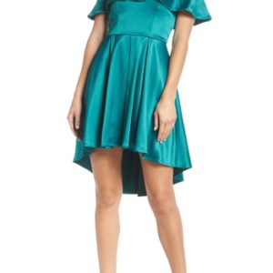 Women's Sequin Hearts Off The Shoulder Satin High/low Cocktail Dress