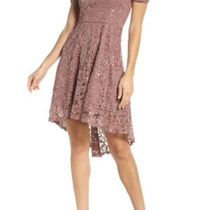 Women's Sequin Hearts Off The Shoulder Sequin Lace Cocktail Dress