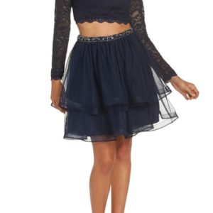 Women's Sequin Hearts Two-Piece Lace & Chiffon Party Dress