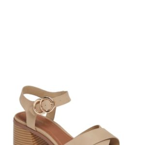 Women's Topshop Deedee Block Heel Sandal, Size 4.5US / 35EU M - Beige