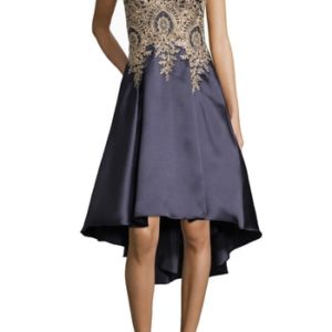 Women's Xscape Embroidered High/low Mikado Cocktail Dress