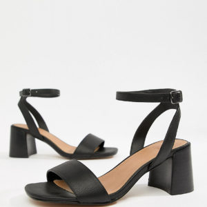 ASOS DESIGN Wide Fit Tyrell Heeled Sandals - Black