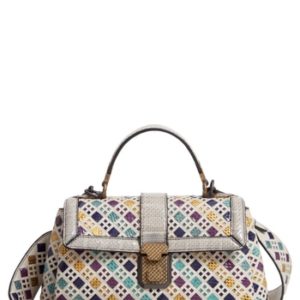 Bottega Veneta Small Piazza Leather & Genuine Snakeskin Handbag - White