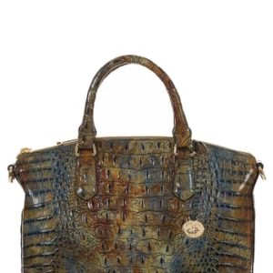 Brahmin 'Medium Duxbury' Croc Embossed Leather Satchel - Brown