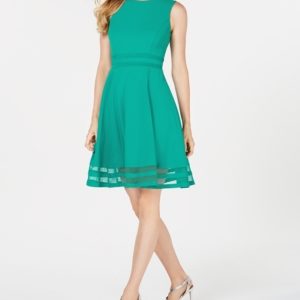 Calvin Klein Illusion-Trim Fit & Flare Dress