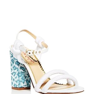 Charlotte Olympia Women's Cordelia Mixed Media High Block Heel Sandals