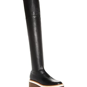 Clergerie Women's Basilia Leather Over-the-Knee Wedge Platform Boots