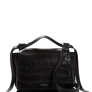 Elena Ghisellini Foxy Medium Croc-Embossed Leather Satchel