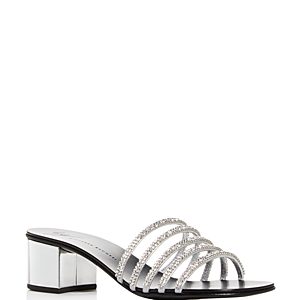 Giuseppe Zanotti Women's Embellished Leather Block-Heel Slide Sandals