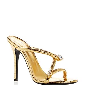 Giuseppe Zanotti Women's Snake Charmer Snake-Embossed Leather High-Heel Slide Sandals