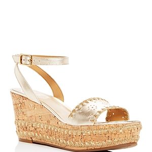 Jack Rogers Women's Lennon Leather & Cork Wedge Platform Sandals