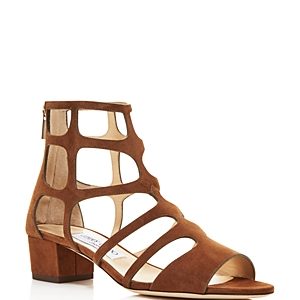 Jimmy Choo Women's Ren 35 Suede Caged Block Heel Sandals