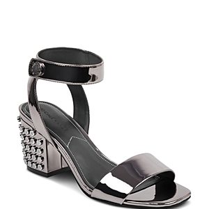 Kendall and Kylie Women's Sophie2 Studded Patent Leather Block Heel Sandals