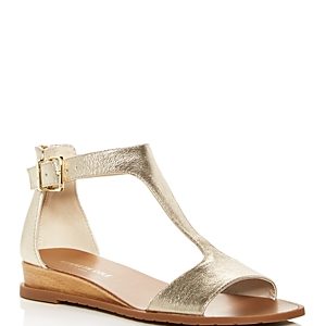 Kenneth Cole Women's Judd Leather T-Strap Demi Wedge Sandals