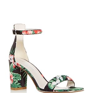 Kenneth Cole Women's Lex Floral Print Satin Block Heel Sandals