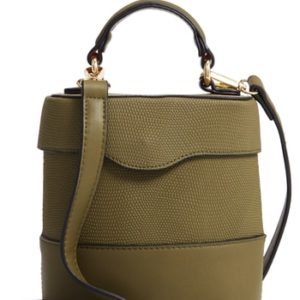 Leith Bicolor Faux Leather Cylinder Bag - Green