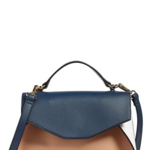 Leith Colorblock Faux Leather Satchel - Blue