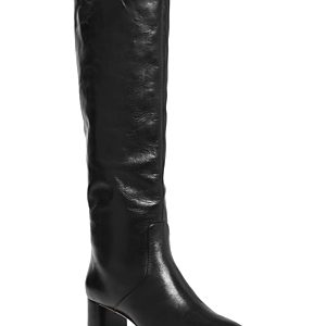 Loeffler Randall Women's Gia Pointed-Toe Knee-High Leather Mid-Heel Boots