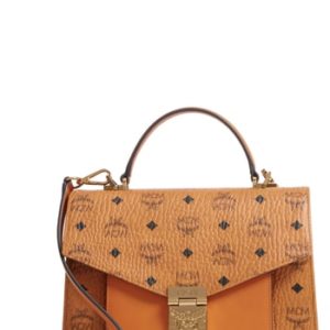 Mcm Medium Patricia Visetos Coated Canvas Satchel -