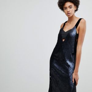 N12H Penthouse Sequined Party Dress - Navy