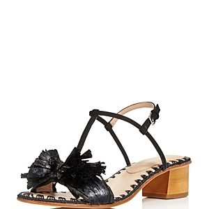 Pour La Victoire Women's Julie Nubuck Leather & Raffia T-Strap Block Heel Sandals