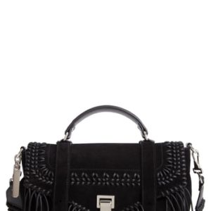 Proenza Schouler Medium Ps1 Calfskin Suede Satchel - Black