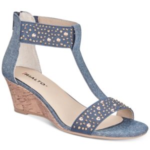 Rialto Cleo Embellished Wedge Sandals Women's Shoes