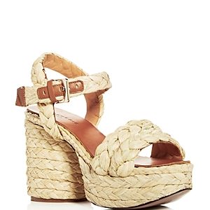 Robert Clergerie Women's Vittoria Raffia High-Heel Platform Sandals