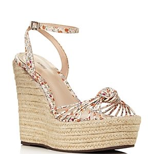 Schutz Women's Gianne Floral Leather Espadrille Platform Wedge Sandals