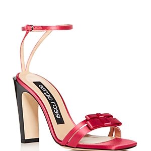 Sergio Rossi Women's Satin Bow Ankle Strap High-Heel Sandals