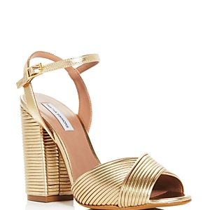 Tabitha Simmons Women's Kali Pleated Leather Block Heel Sandals