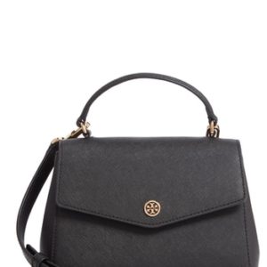 Tory Burch Robinson Small Leather Satchel - Black