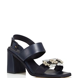 Tory Burch Women's Delaney Embellished Leather Block Heel Sandals