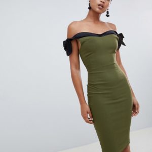 Vesper bodycon dress with contrast trim - Green