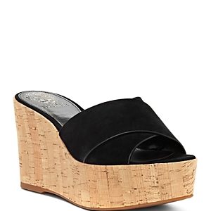 Vince Camuto Women's Kessina Leather & Cork Platform Wedge Slide Sandals