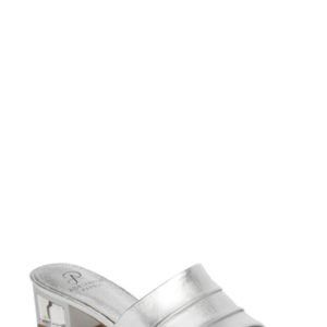 Women's Adrianna Papell Tiana Block Heel Slide Sandal, Size 5.5 M - Metallic