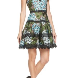 Women's Bronx And Banco Blue Cherry Hydrangea Embroidered Fit & Flare Dress