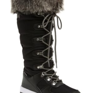 Women's Cougar Vesta Faux Fur Collar Knee High Snow Boot, Size 6 M - Black