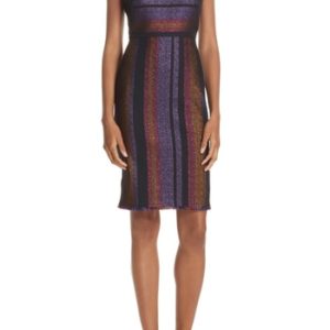 Women's Dvf Metallic Stripe Sheath Dress