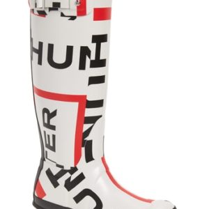 Women's Hunter Original Exploded Logo Knee High Rain Boot, Size 7 M - Black